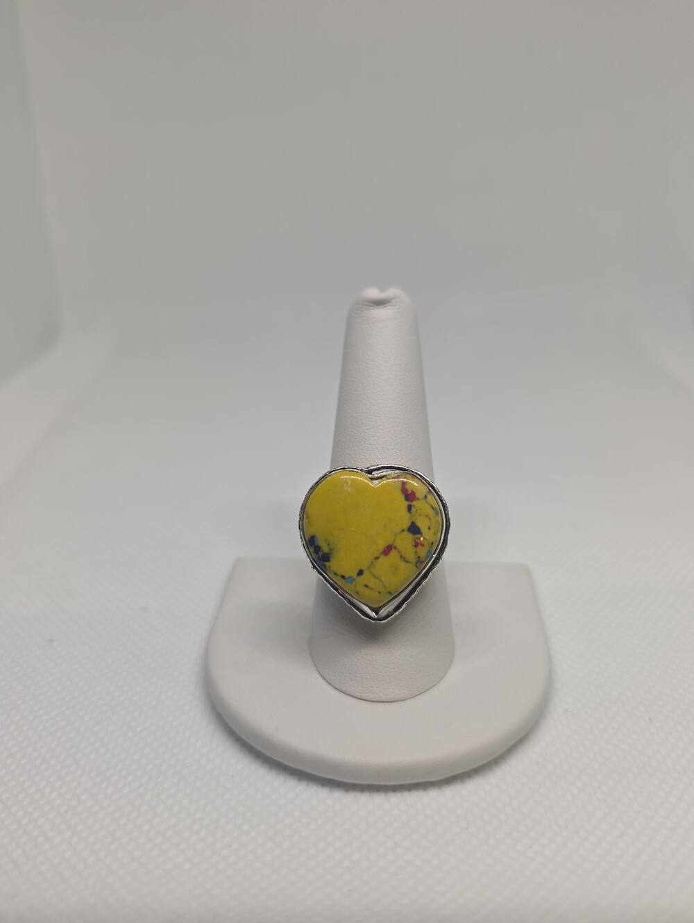 925 Sterling Silver Yellow Multicolor Heart Ring Size 9